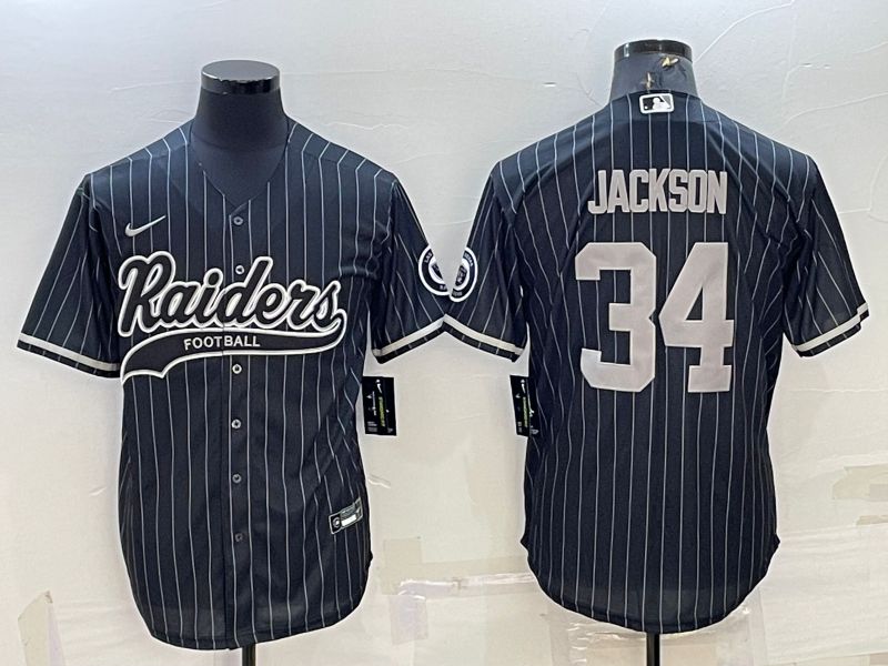 Men Oakland Raiders #34 Jackson Black stripe 2022 Nike Co branded NFL Jerseys->oakland raiders->NFL Jersey